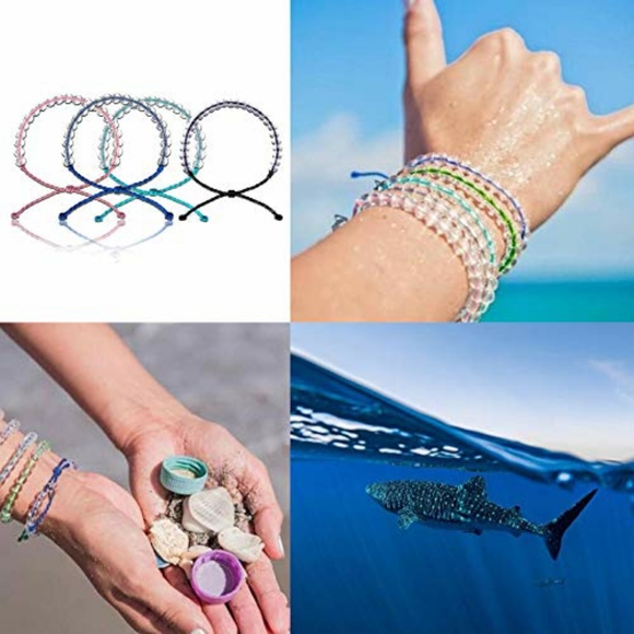 New Ocean Glass Bead & Cord Bracelet (Blac… - Picture 7 of 14